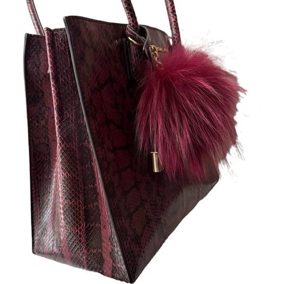 Michael Kors | Red Large Mercer Genuine Snakeskin Tote Bag - Picture 3 of 15